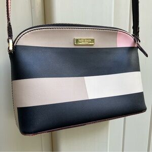 Kate Spade Colorblock crossbody tan cream black blue pink adjustable strap